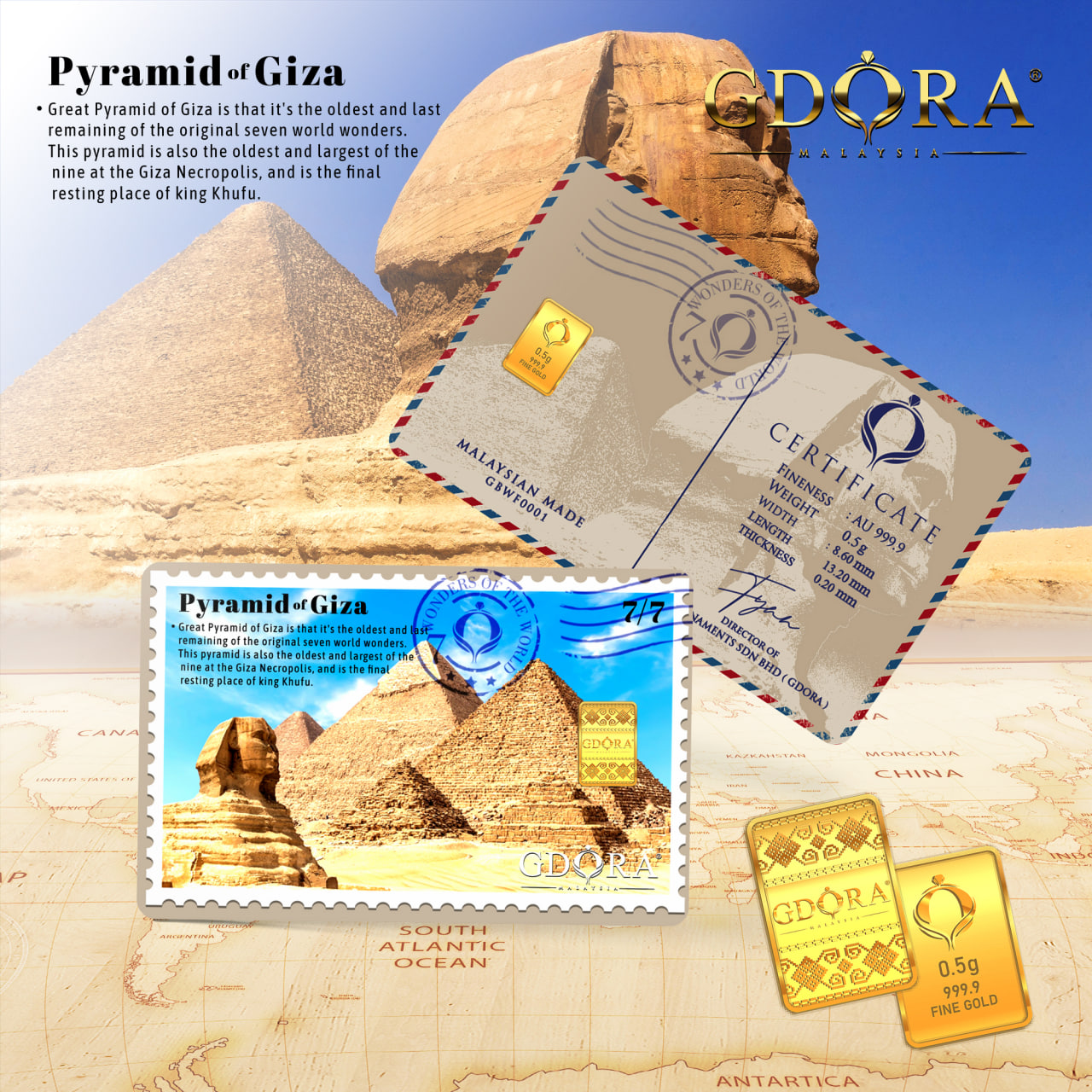 Gold Bar 0.50gm – Pyramid of Giza