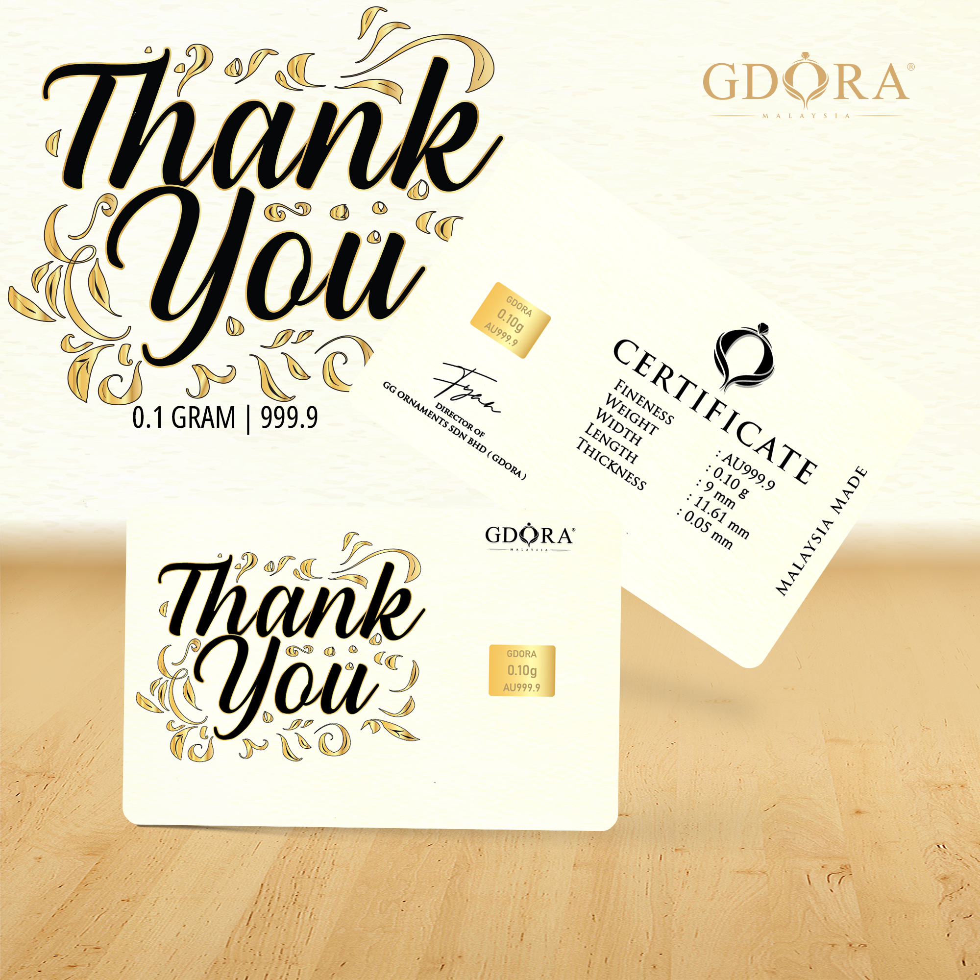 Gold Bar 0.10 Gram – Thank You