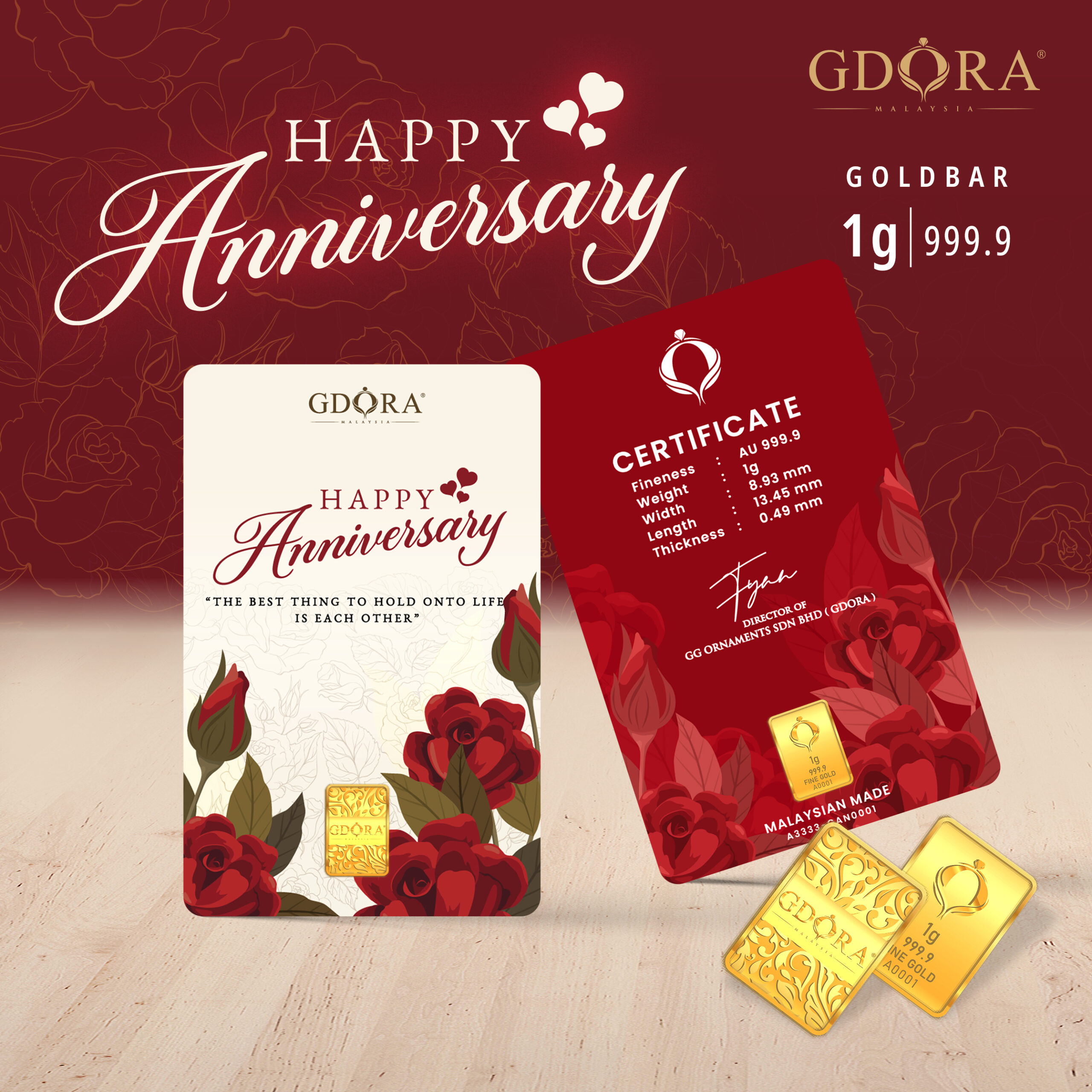 Gold Bar 1.00gram – Anniversary