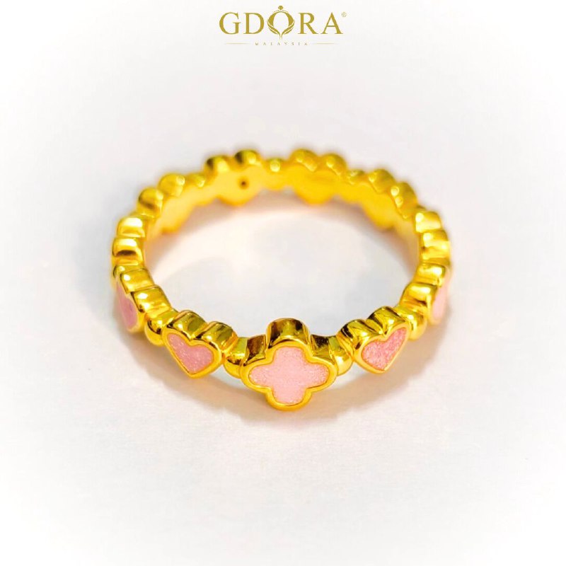 Cincin Hard Gold Love Pink L: 0.5cm